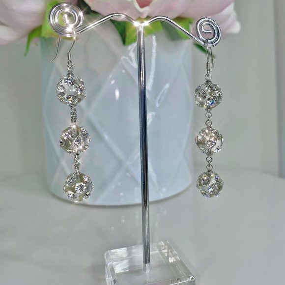 Dangle Ball Drop Crystal Earrings For Women, Acrylic, Bridal Jewelry, Earrings - Picture 6 of 9
